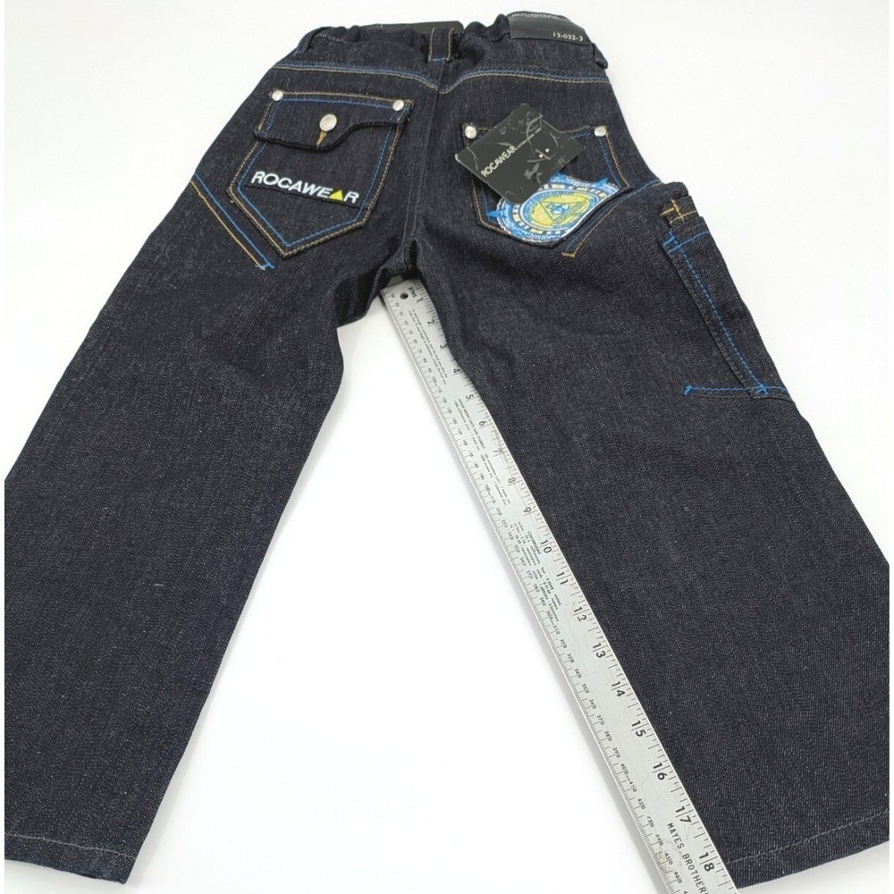 Vintage Y2K Rocawear Boys Jeans‎ Size 6 Baggy Hip Hop Blue Denim Embroidered Pkt